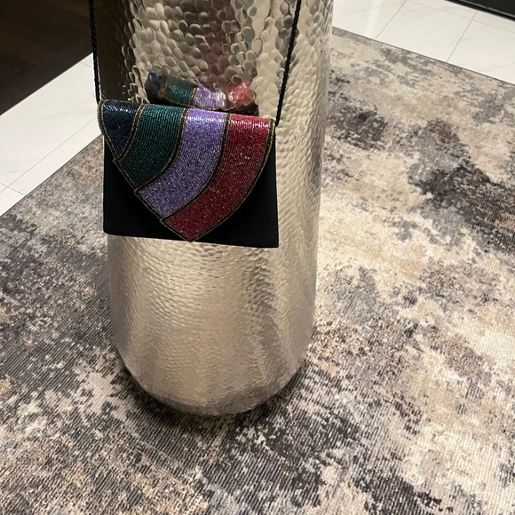 Vintage 💎1980s 💎Jewell toned beaded Art 💎Deco evening cross body bag 💎 - Picture 9 of 17